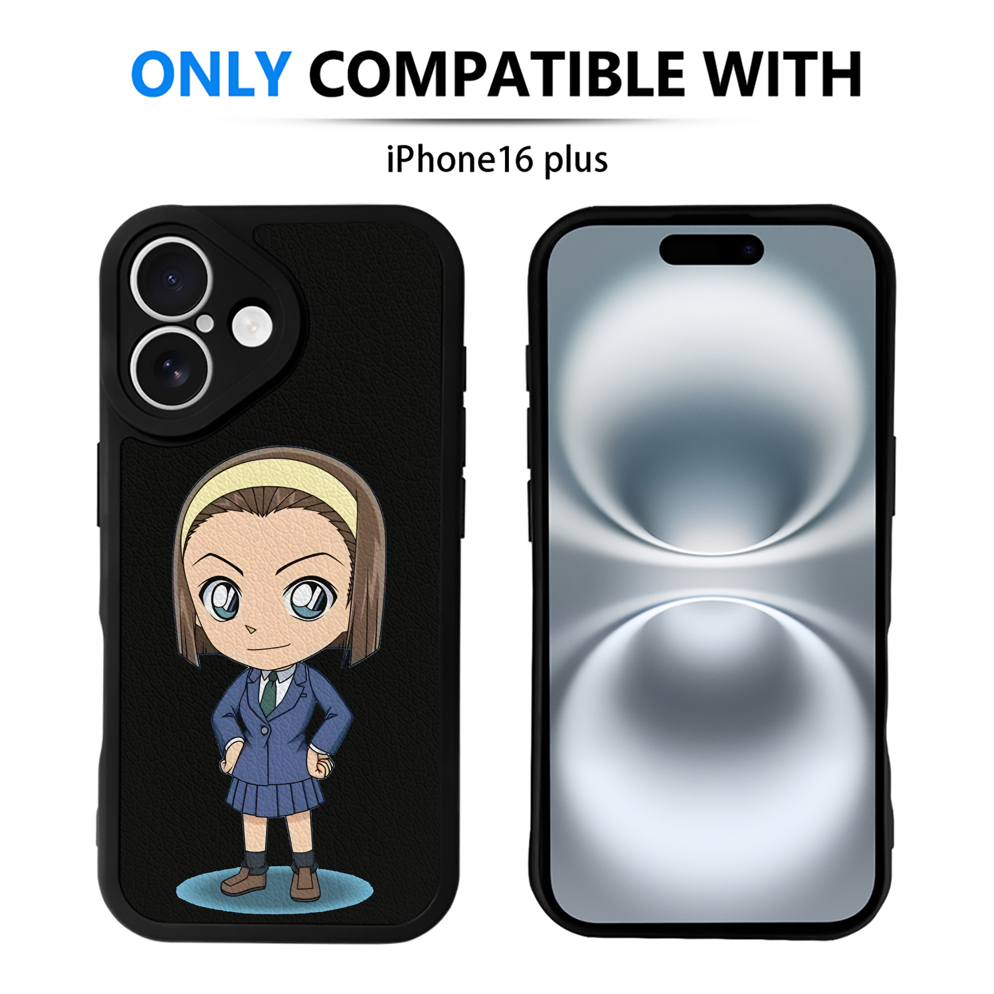 （画像用） 名探偵コナン 吉田 歩美 よしだ あゆみ Detective Conan my Yeager 【iPhone 16シリーズ対応】シリコンスマホケース（レザー調） 材質：シリコン
